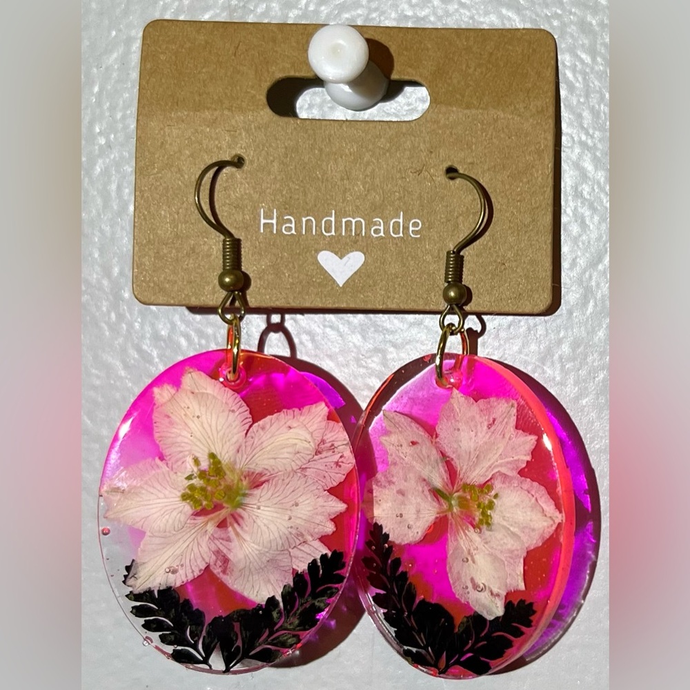 Handmade Pink Floral Earrings
